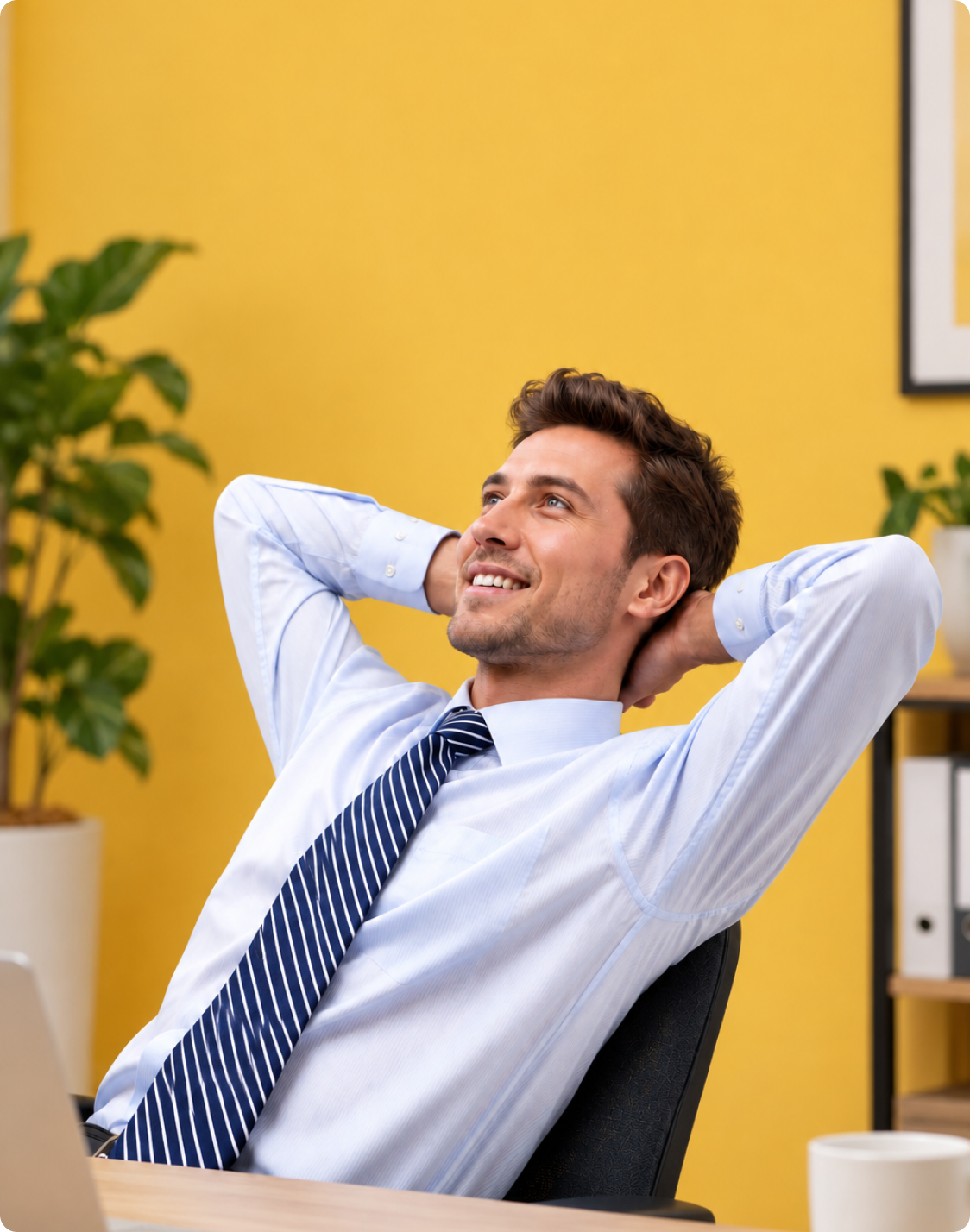 Relaxed business owner at his desk